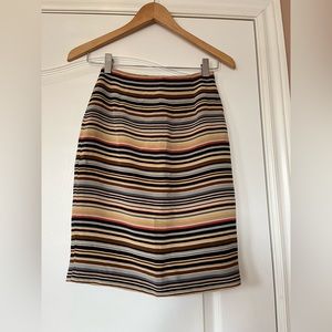 Vintage striped silk high-waisted mini skirt for work or casual wear